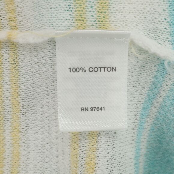 J Jill Sweater Petites MP PM White Blue Stripe Cardigan Cotton Open Front New - Picture 12 of 16